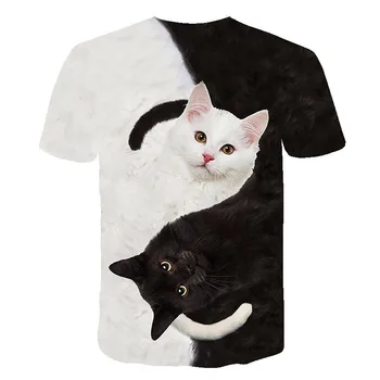 2020 Nou Tricou Unisex Amuzant Animale 3D Pisica Print T Shirt Pentru Femei Barbati Casual de Vara Tee Top cu Maneci Scurte Tricou Camisas Mujer