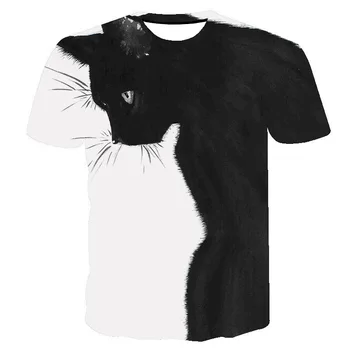 2020 Nou Tricou Unisex Amuzant Animale 3D Pisica Print T Shirt Pentru Femei Barbati Casual de Vara Tee Top cu Maneci Scurte Tricou Camisas Mujer