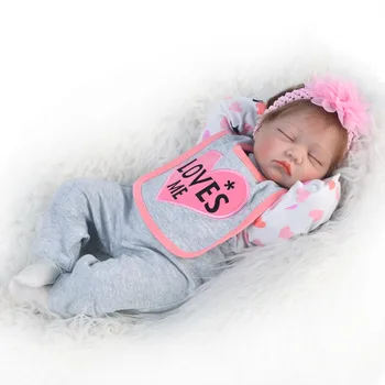 Natural Renăscut Papusa Moale din Silicon 55cm Realist Fata de Dormit Princess bebe renăscut boneca Pentru Copil Ziua de nastere Cadou