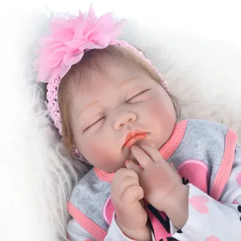 Natural Renăscut Papusa Moale din Silicon 55cm Realist Fata de Dormit Princess bebe renăscut boneca Pentru Copil Ziua de nastere Cadou