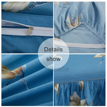 Hozada 3pcs Set de lenjerie de Pat Moale Foaie Bedskirt Imprimare de Flori Frumoase Fuste Pat Cuvertura de pat Bedskirt cu Perna pentru 1.5X2.0M