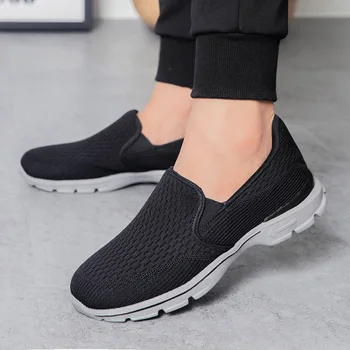 2020 Noi Barbati Pantofi Casual Slip pe Negru Gri Masculin Plat de Mers pe jos Adidași ochiurilor de Plasă de Agrement Respirabil Bărbați Adidași de Moda