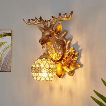 Europene cap de cerb lampă de perete creative sufragerie, dormitor, coridor, coridorul Nordic retro fundal decorativ ELD lumina e27