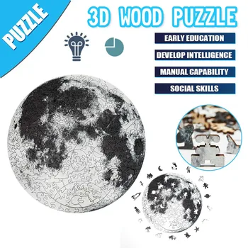 Unic Neregulate 3D Puzzle Puzzle din Lemn Lună Pământ Puzzle-uri Cadou Pentru Adulti, Copii, Puzzle Educativ, Jocuri Interactive Cadou