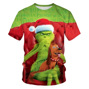 Moda Verde cu Părul Grinch bărbați T-shirt de Imprimare 3D Noutate Amuzant Drăguț Verde ciudat hip-hop Stil de Stradă tee camasa pentru barbati