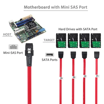 Mini SAS 36P SFF-8087 4X SATA 7Pin Conectori HDD Hard Disk 4 Splitter Cablu de Sârmă de Plumb 3FT 1M