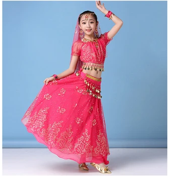 4buc/Set Noi Copii Belly Dance Set Costum Oriental, Indian, Dans, Costume de Burtă de Dans Poarte Rochie Indian Haine Pentru Fete