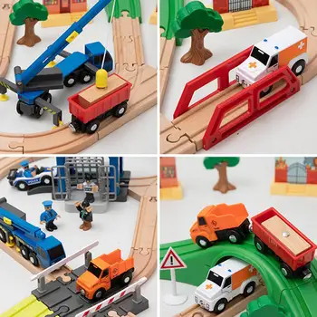 Tren De Jucărie De Lemn Set Urmări Și De A Instrui Kit Prietenos Cu Copiii De Construcție Și De Construcție Jucărie Jucărie De Învățământ