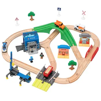 Tren De Jucărie De Lemn Set Urmări Și De A Instrui Kit Prietenos Cu Copiii De Construcție Și De Construcție Jucărie Jucărie De Învățământ
