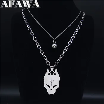 2 BUC AFAWA Satana din Oțel Inoxidabil Stratificat Coliere de Argint de Culoare Femei/Bărbați Punk Colier Lanț de Bijuterii collares oaspeți dispun de facilități moderne N4105S02