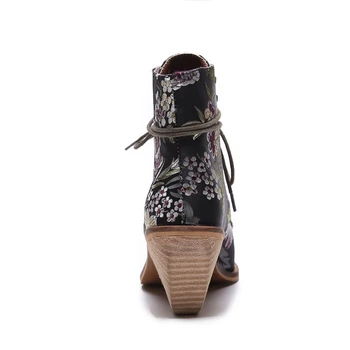 Toc glezna cizme livrare gratuita femei pantofi de iarnă 2018 Noua femeie cizme brodate botines mujer botte femme bottine Flori