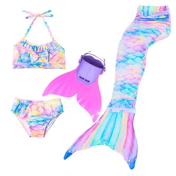 Fetițele Coada De Sirena Înot Rochie Copii Vară Pe Plajă Bikini Seturi De Costume De Baie Pentru Copii Mermaid Costum De Lux Fata De Tinuta