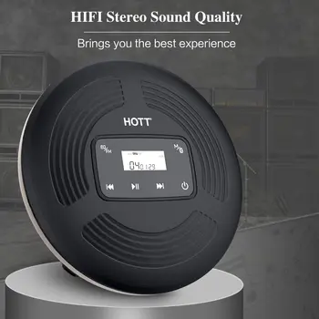HOTT Bluetooth Reîncărcabil 5.0 CD Player Portabil cu FM Transmitter,Atingeți Butonul și lumina de Fundal de Afișare Player Portabil de Muzică