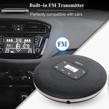 HOTT Bluetooth Reîncărcabil 5.0 CD Player Portabil cu FM Transmitter,Atingeți Butonul și lumina de Fundal de Afișare Player Portabil de Muzică
