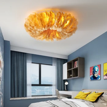 Decor Modern LED Lumini Plafon Acasă Interior Living Cerc Iluminat de Tavan Decor Pene Lampă de Tavan Pentru Dormitor