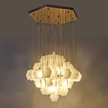 Design de lux din marmură lampă de aur candelabru modern foaier lumini AC110V 220v LED mese agățat de iluminat