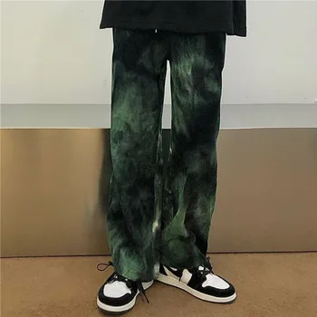 Hip Hop Tie Dye Pantaloni Barbati Casual Moda Retro Pantaloni de Catifea Bărbați Streetwear coreean Liber Drept Largă Picioare Pantaloni Barbati M-XL