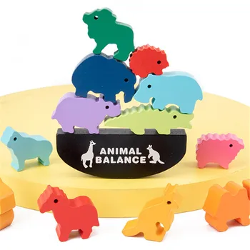 Copiii Montessori Animale Din Lemn Echilibru Blocuri Jocuri Dinozaur Jucărie De Învățământ Stivuire Bloc Mare Clădire De Lemn Jucărie Baieti