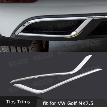 1 Pereche Masina din Spate Buza de Eșapament Țeava de Capăt Sfat Autocolant Huse Pentru VW Golf 7 VII 7.5 MK7.5 2017-2019 Coada-gât Tăiați Fâșii