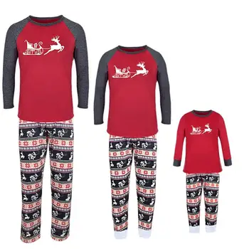TUONXYE Familie de Potrivire Cerb de Crăciun cu Sanie Seturi de Pijamale Pentru Părinte-copil Costum Craciun Copii Homewear îmbrăcăminte de noapte de Anul Nou
