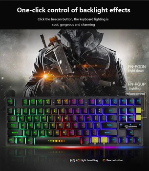 GK-10 cu Fir Gaming Keyboard Tastatură Mecanică cu RGB cu iluminare din spate de 87 de Taste Tastatură Steampunk Impermeabil pentru Laptop