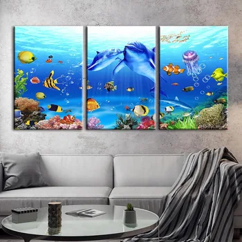 Acasă Decor De Perete De Arta Canvas Delfin Meduza Pictura Ocean Animal Print Postere Modular Imagine Cuadros Pentru Dormitor Cadru