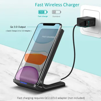 15W Quick Charge 2 in 1 Suport Wireless Charging Dock pentru iPhone 11 XS XR X 8 Samsung S20 S10 Plus C USB Încărcător Wireless Titular