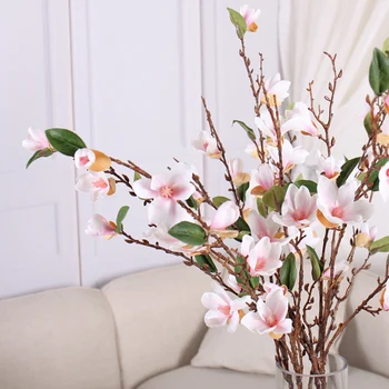 90cm Mătase Magnolia Ramura Buchet Flori Artificiale Aranjament Orhidee Tulpina Lunga Flori de Nunta Petrecere de Craciun Decor Acasă
