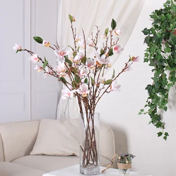 90cm Mătase Magnolia Ramura Buchet Flori Artificiale Aranjament Orhidee Tulpina Lunga Flori de Nunta Petrecere de Craciun Decor Acasă