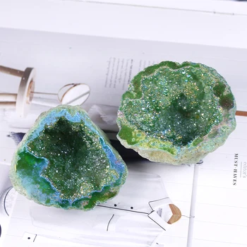 Naturale de Mare de Galvanizare Agat verde de Cristal Comoara Bazinul Agat Pestera de Cristal Agat Diy Piatră de Vindecare