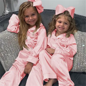 Haine pentru copii Set de Pijama Copilul copil Băiat Fată Solidă Maneca Lunga Topuri+Pantaloni de Pijama, Pijamale Tinutele Două Piese Set 1-7Y