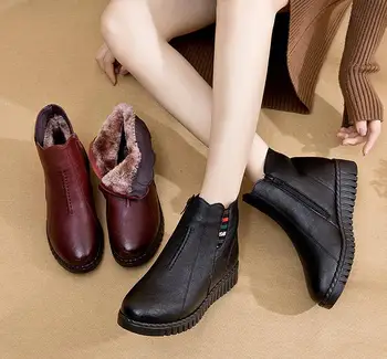 2020 Moda mama confortul de iarnă pantofi pentru femeie din piele glezna cizme pentru femei pantofi blană cald
