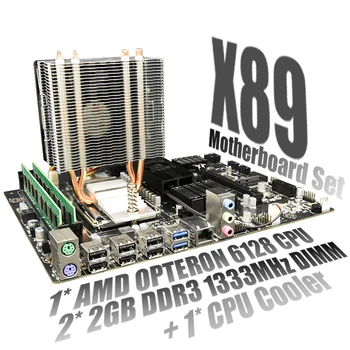 Placa de baza Combo X89 Placa de baza Stabilit cu amd opteron G34 6128 CPU + 2X 2GB DDR3 1333MHz memorie RAM + CPU Cooler