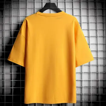 Buzunar Frontal T-shirt Barbati T-Shirt Harajuku Culoare Solidă Gât Echipajului Bărbați Hip Hop Streetwear Tricou 4XL Homme Topuri Teuri XXXXL