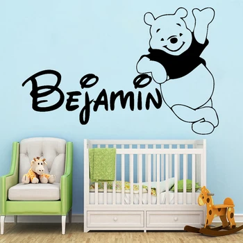 Ursul Desene Animate Autocolant De Perete Personalizat Copii Nume De Vinil Decal Babys Childs Dormitor De Decorare Perete Personailzed Băieți Fete În Cameră Decor