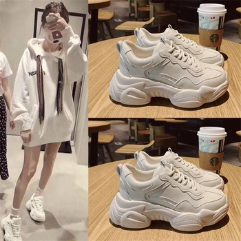 Tleni 2019 adidasi femei de primăvară nouă de pantofi de funcționare de sex Feminin platforma pantofi de sport albi de dimensiuni mari 35-40 ZW-01