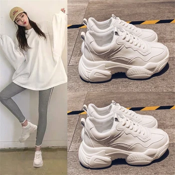 Tleni 2019 adidasi femei de primăvară nouă de pantofi de funcționare de sex Feminin platforma pantofi de sport albi de dimensiuni mari 35-40 ZW-01