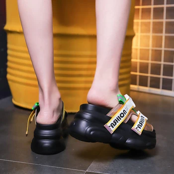 Aphixta 2020 Noua Platforma Tocuri Papuci Femeie Catarama Cu Paiete Femei De Vară, Papuci De Casă Decolora Doamnelor Pene Tobogane De Pantofi De Femeie