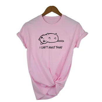 Eu nu Pot Adult Azi Pisica Minunat Scrisoare de Imprimare Tricou Femei O Neck Short Sleeve T-Shirt de Vara Topuri de Moda Tumblr Camasi Grafic