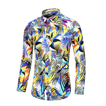 45 KG-120 KG Bărbați Bluza Fashion Design Colorat Imprimate Tricou Barbati Hawaii cu Mâneci Lungi Plaja Florale Tricouri 5XL 6XL 7XL