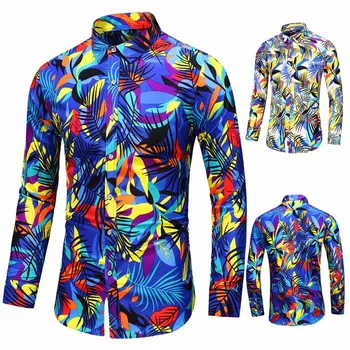 45 KG-120 KG Bărbați Bluza Fashion Design Colorat Imprimate Tricou Barbati Hawaii cu Mâneci Lungi Plaja Florale Tricouri 5XL 6XL 7XL