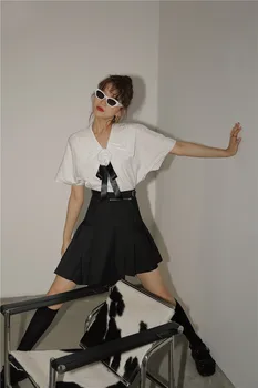 CHEERART Neagra Plisata Fusta Mini Femei Talie Înaltă Tenis Split Fusta de Vara 2020 Fermoar Stil Preppy coreeană de Moda de Îmbrăcăminte