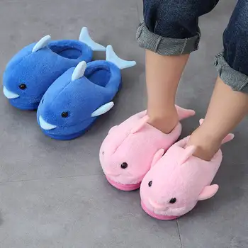 Sky blue dolphin slide-uri cu blană de familie papuci de interior de blană, pantofi de iarna pentru copii amuzant designer papuci de casă 2020 moda