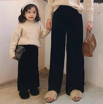 Brand părinte-copil purta copii de toate-meci pantaloni de catifea, plus, catifea îngroșat pantaloni largi sunt super subțire