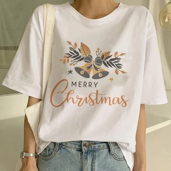 Crăciun Harajuku Crăciun Fericit Tricou Femei De Moda Engleză Alfabet Grafică Drăguț Alb Tricou Hipster Camiseta Mujer