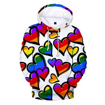 LGBT Hanorac Mândria de Capital Pentru persoane Lesbiene, Gay, Curcubeu Colorat Imprimat LGBT Gay 3D Hanorace Jachete Supradimensionate Harajuku cu Gluga