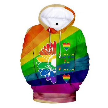 LGBT Hanorac Mândria de Capital Pentru persoane Lesbiene, Gay, Curcubeu Colorat Imprimat LGBT Gay 3D Hanorace Jachete Supradimensionate Harajuku cu Gluga