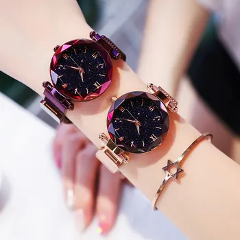 Reloj Mujer de Lux Cerul Înstelat Femei Ceasuri Magnetice Centura de Plasă Trupa Ceas pentru Femei de Moda Ceas de mână Rochie Zegarek Damski