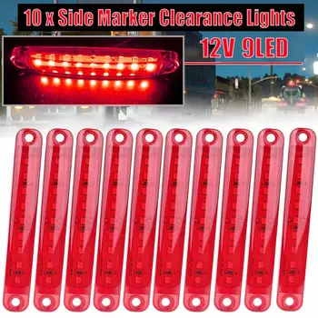 10 Buc Roșu 9 LED-uri Auto Sigilate Partea Marker-ul creatininei Lumina Pentru Camion Remorcă Camion Autobuz 12V