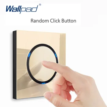Wallpad 2 Banda 2 Mod Aleatoriu faceți Clic pe Perete Comutator de Lumină Cu LED Indicator de Aur de Cristal Panou de Sticlă Pentru Acasă